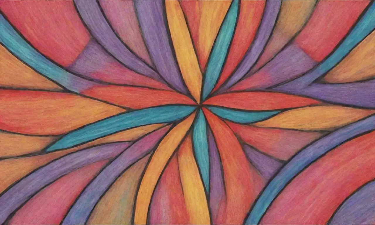 El arte combina líneas, sombras, texturas y colores para crear una composición dinámica y armoniosa