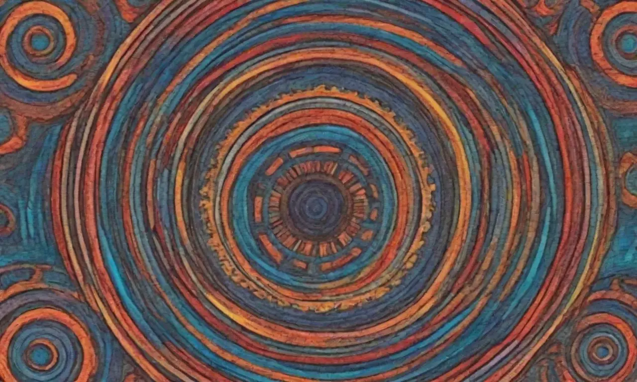 Líneas audaces y colores vibrantes crean una figura central con profundidad y movimiento