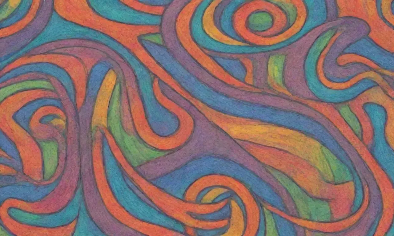 Colores vibrantes y formas intrincadas crean una composición dinámica que invita a la exploración