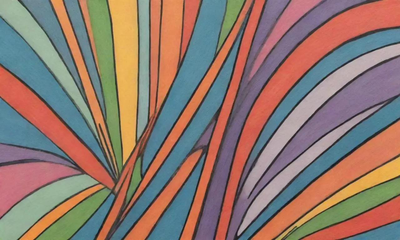 Una obra de arte combina líneas audaces, texturas contrastantes y colores vibrantes para crear profundidad y movimiento