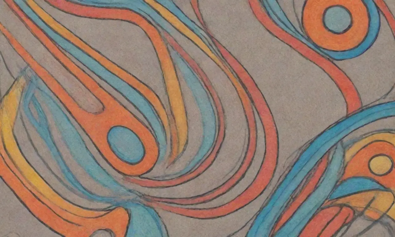 El dibujo combina líneas audaces, sombras suaves y colores contrastantes para crear profundidad y dinamismo