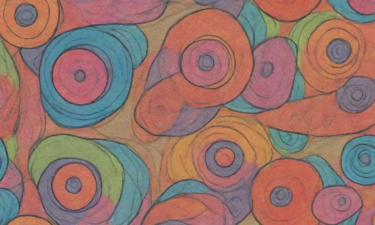 El diseño combina líneas intrincadas, colores vibrantes, texturas suaves y formas geométricas para crear una composición moderna y equilibrada