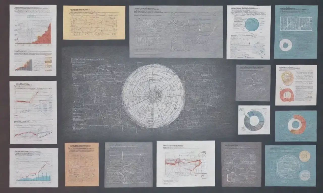 Diseño visual de herramientas SEO con líneas intrincadas, sombras suaves y colores contrastantes que destacan métricas clave