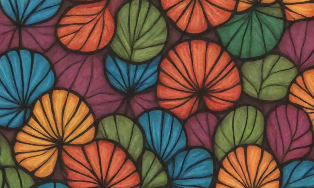 Colores vibrantes y formas orgánicas se combinan en una composición armoniosa que invita a la contemplación