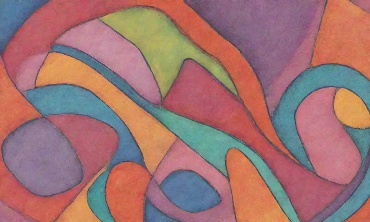 Colores vibrantes y formas dinámicas crean una composición rica y envolvente