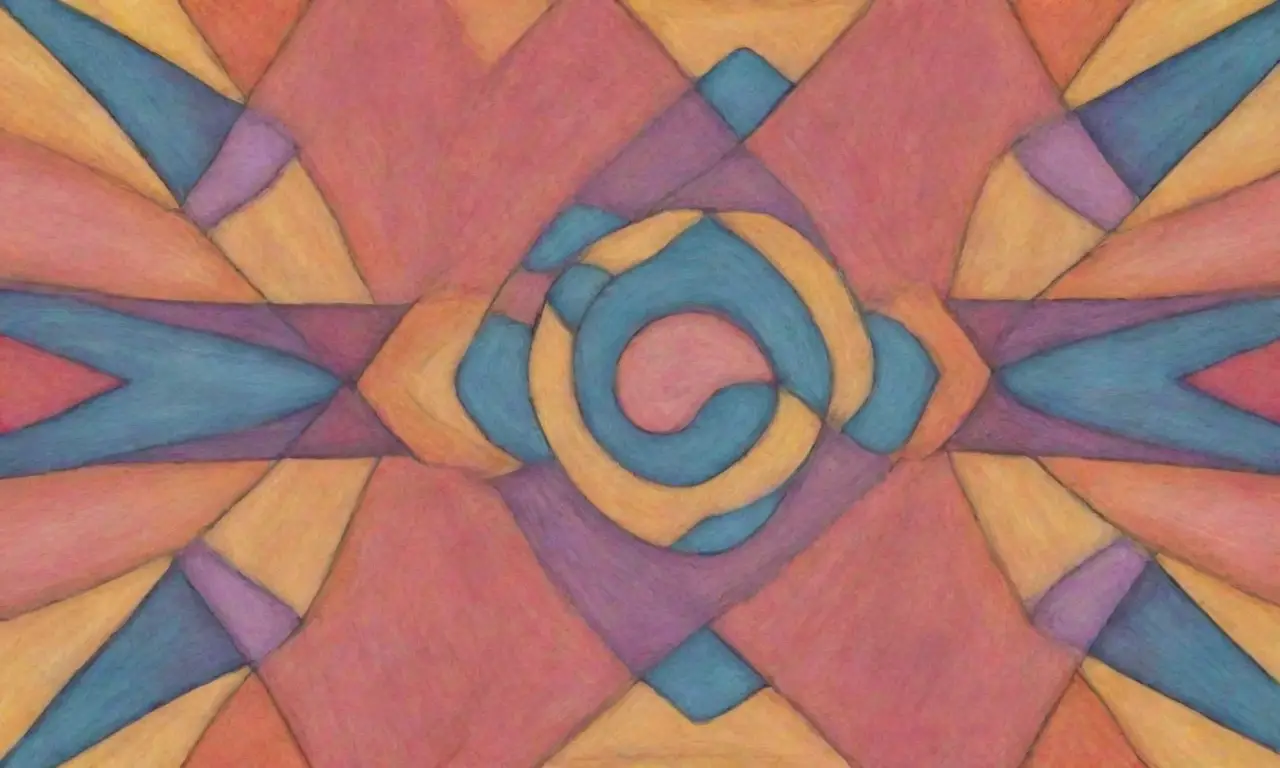 Colores vibrantes, formas definidas y texturas ricas crean una composición visual compleja y armoniosa