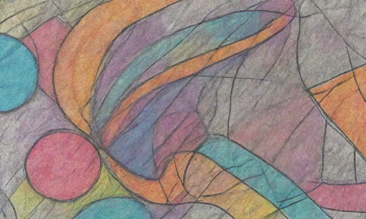 Líneas audaces y colores contrastantes crean una composición dinámica y clara que evoca profundidad y movimiento