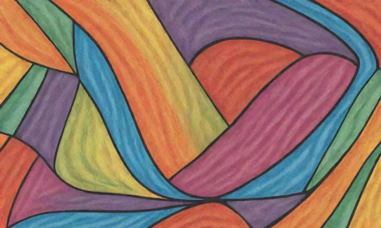 Colores vibrantes, líneas audaces y patrones intrincados crean una composición dinámica y armónica