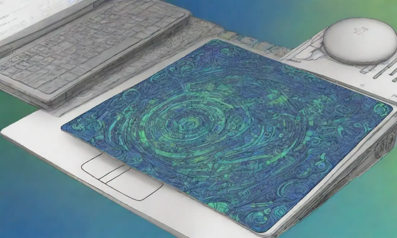 Un diseño dinámico de laptop con colores vibrantes y detalles que simbolizan éxito y eficiencia