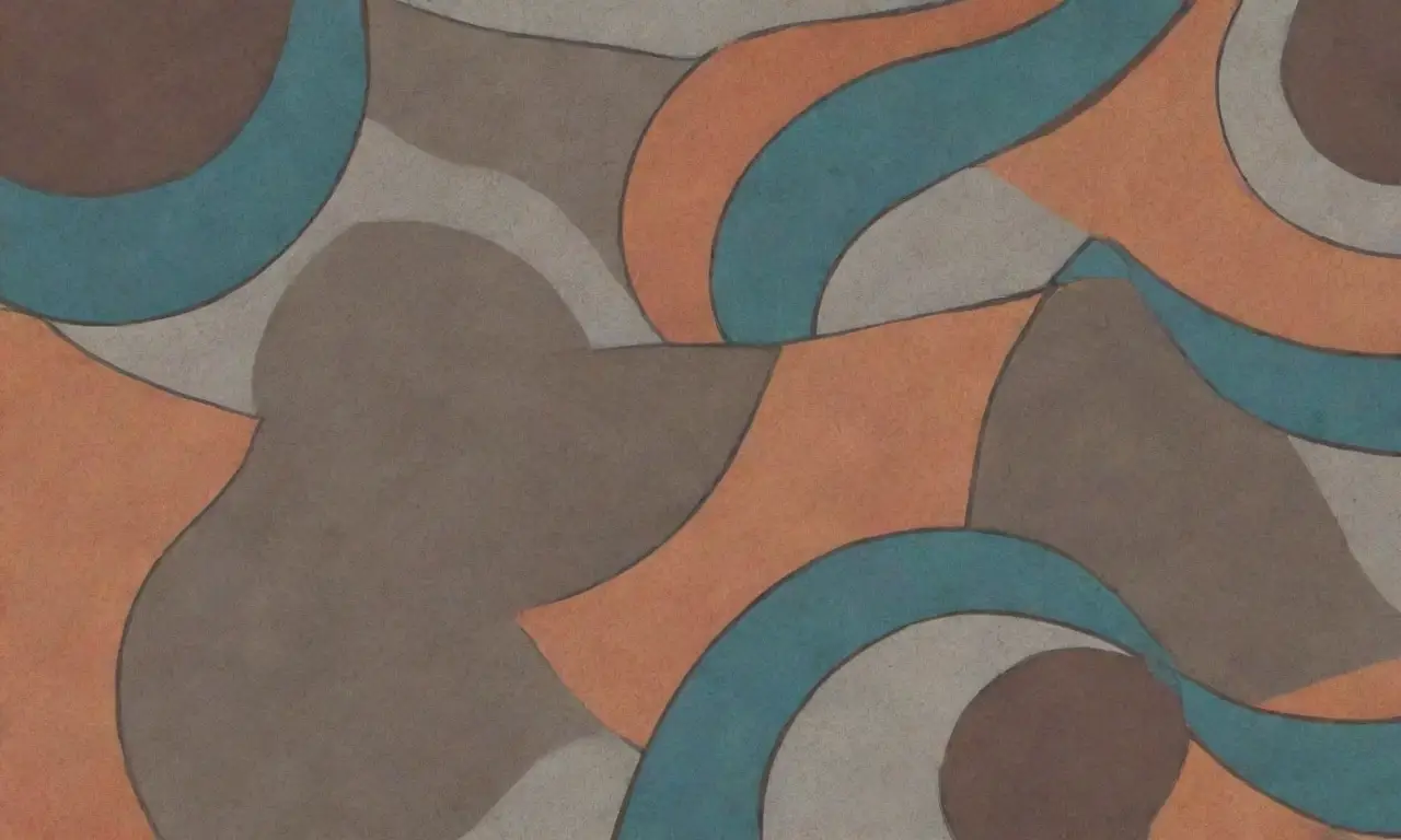 La obra presenta líneas audaces, texturas contrastantes y una paleta de colores sutil que evocan profundidad y movimiento