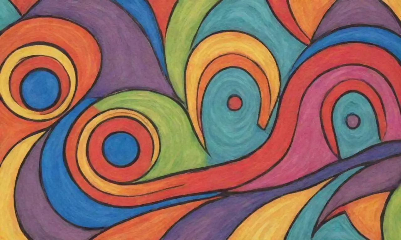 Colores vibrantes y formas orgánicas se entrelazan en una composición dinámica y armónica
