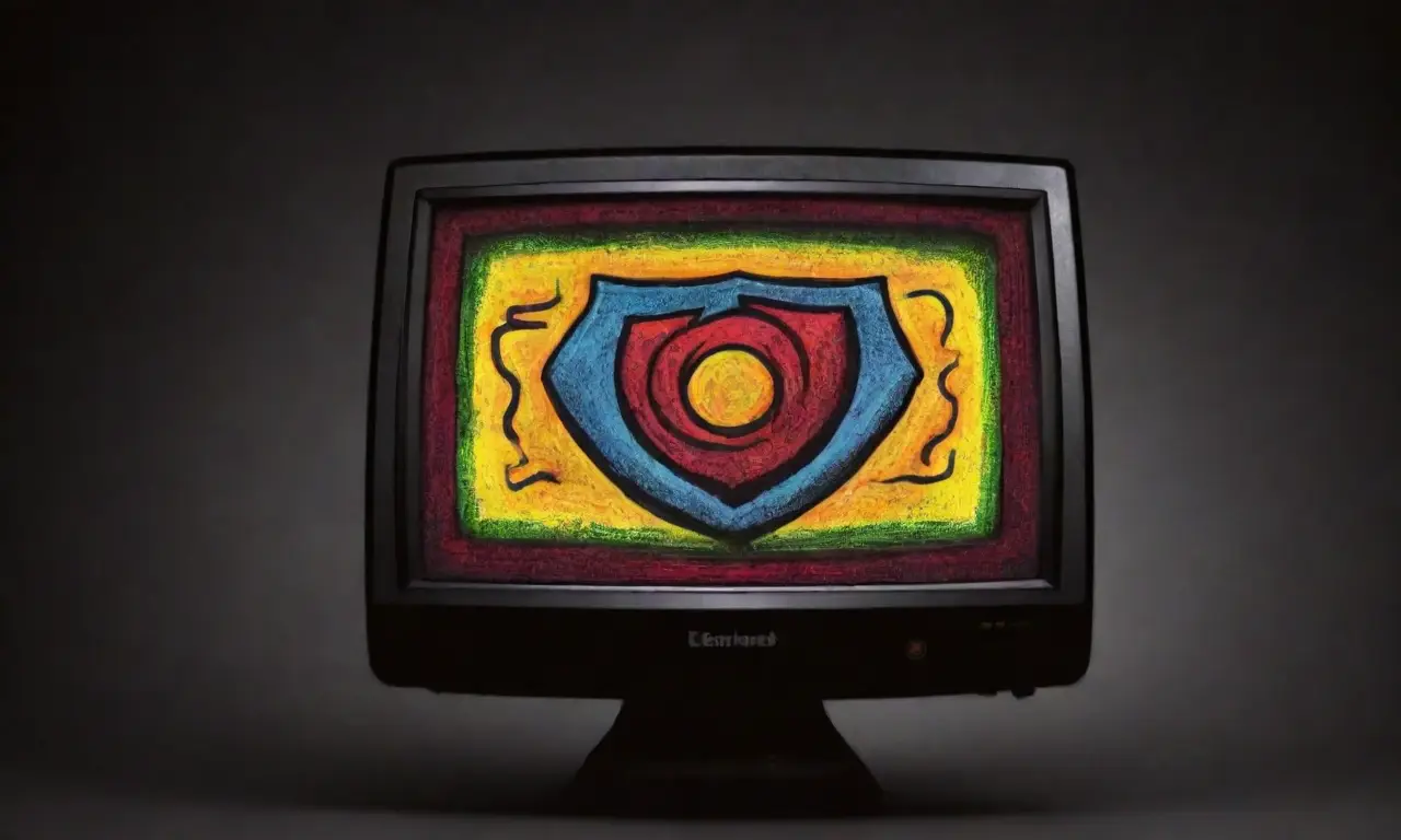 Un diseño complejo y dinámico muestra un escudo protector en una pantalla de computadora, resaltando plugins coloridos y mensajes de spam