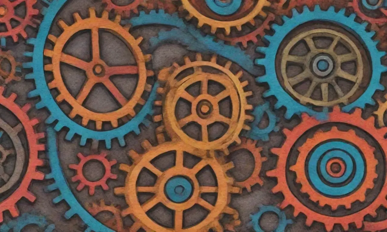 Líneas audaces y colores vibrantes destacan herramientas de marketing interconectadas en una composición equilibrada