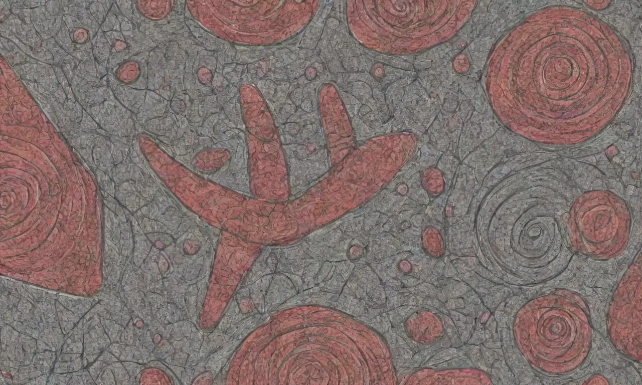 Un diseño complejo combina líneas intrincadas, sombras suaves, texturas, y formas orgánicas para crear profundidad y movimiento