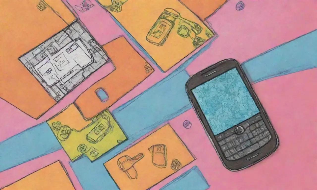Un diseño de smartphone resalta anuncios con colores vibrantes y elementos dinámicos