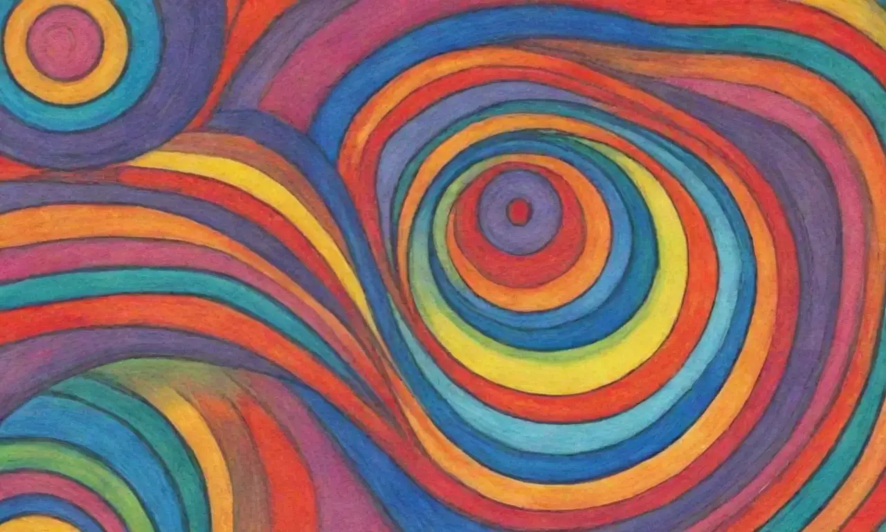 Colores vibrantes y dinámicos se combinan en patrones intrincados, creando una escena rica y envolvente