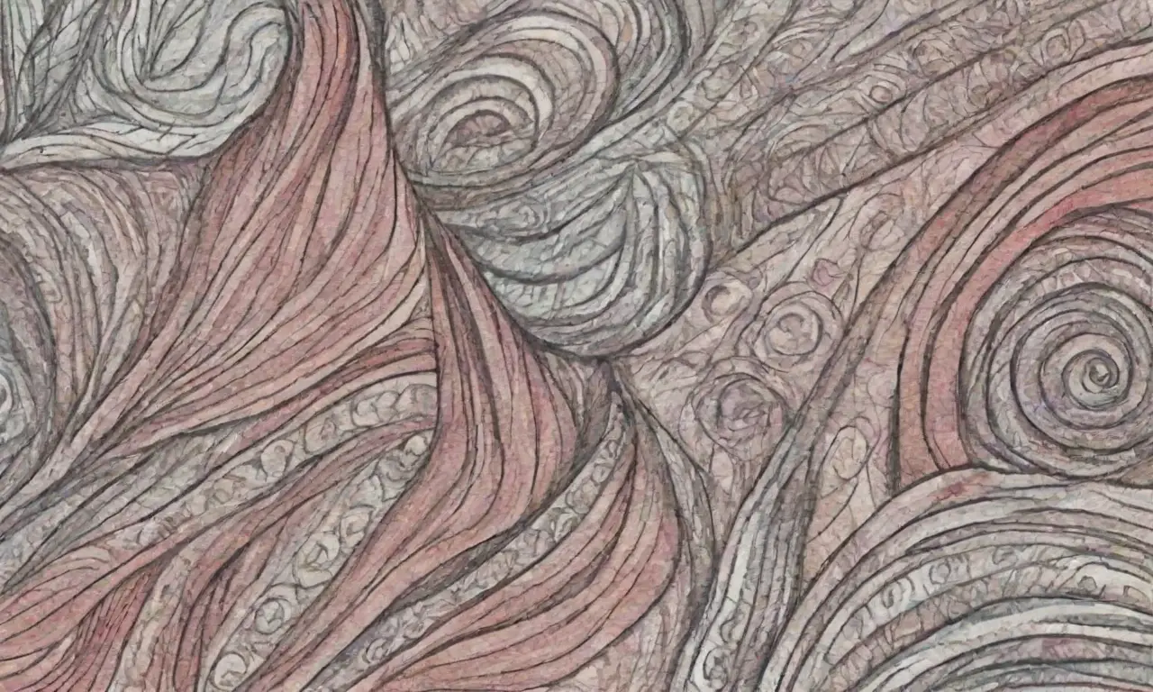 El diseño combina líneas, colores y texturas para crear profundidad y jerarquía visual