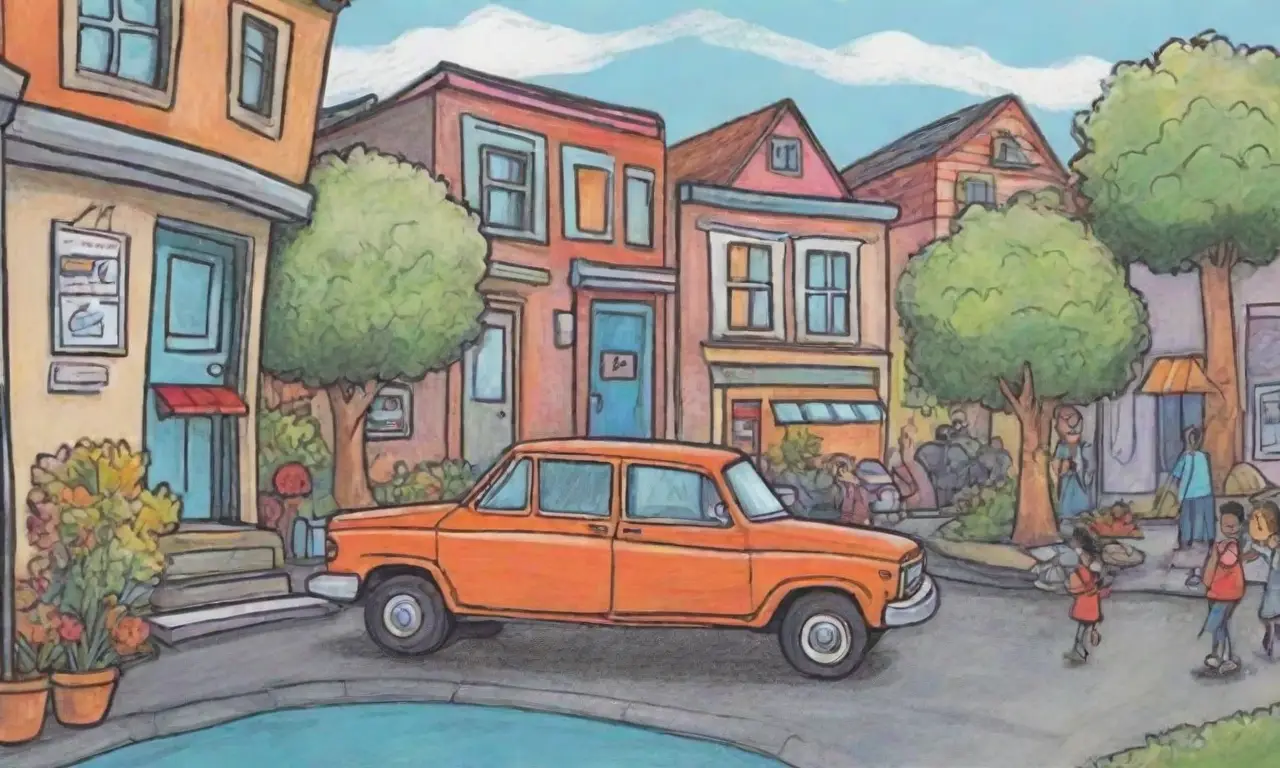 Una escena comunitaria vibrante con líneas audaces, texturas intrincadas y colores contrastantes invita a la exploración
