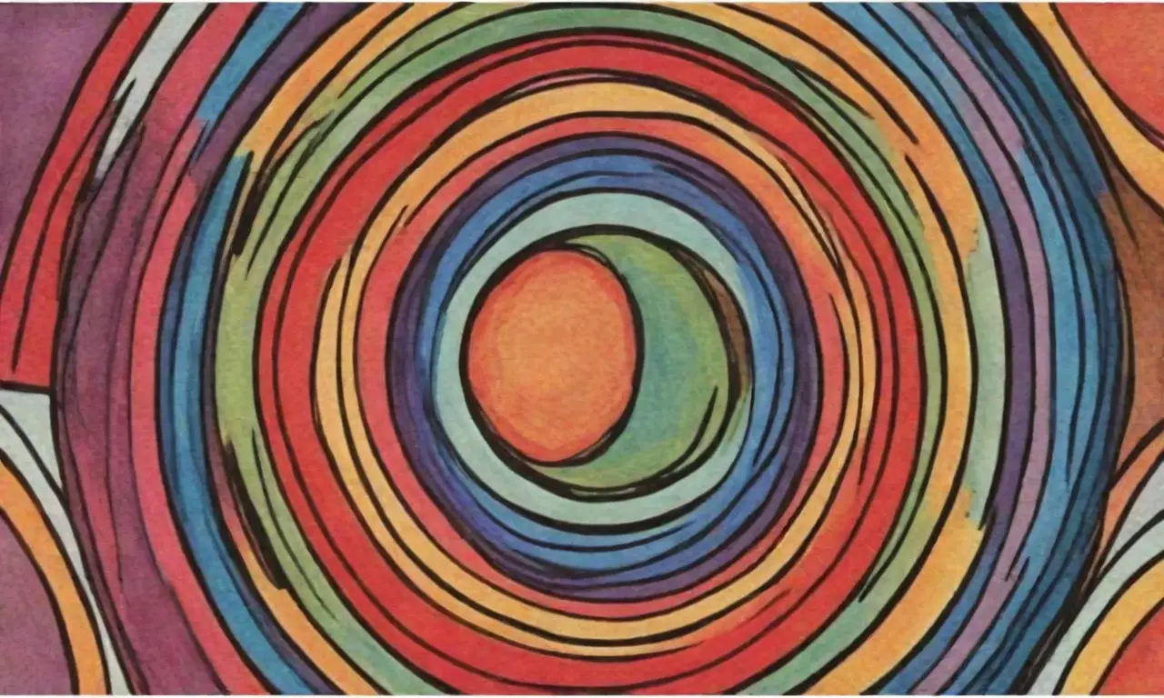 Una composición dinámica y equilibrada combina figuras centrales, patrones intrincados y contrastes vibrantes para crear profundidad y movimiento