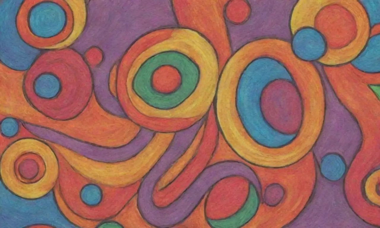 Colores vibrantes y formas intrincadas crean una composición dinámica y armoniosa