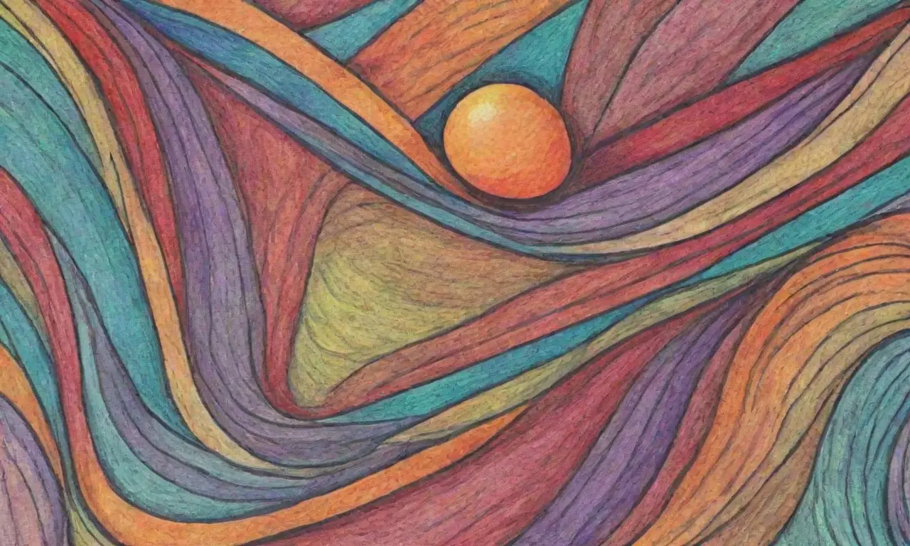 El diseño combina líneas, sombras, texturas y colores para crear una composición visualmente atractiva y jerárquica