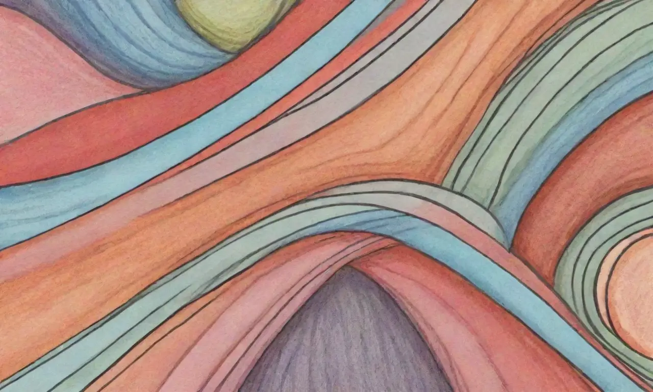Líneas, sombras, texturas y colores crean una composición visual dinámica y compleja