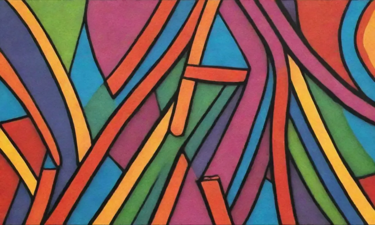 Colores vibrantes y formas dinámicas se combinan en una composición armoniosa y compleja