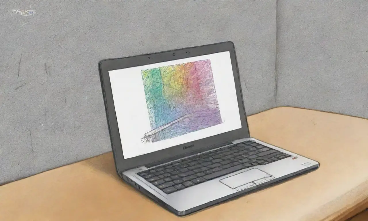 Un diseño de laptop combina líneas audaces, sombras suaves, colores vibrantes y detalles intrincados para crear un efecto visual atractivo y profesional