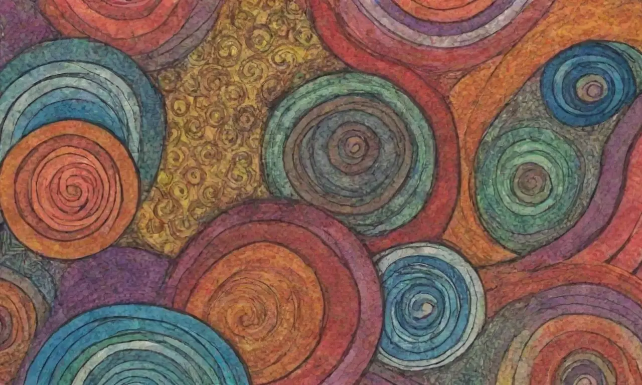Un diseño complejo y armonioso combina líneas intrincadas, sombras suaves y colores vibrantes