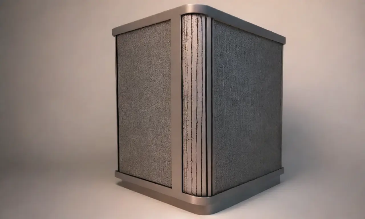 Una torre de servidor se destaca con líneas audaces, sombras suaves y texturas intrincadas, creando una composición dinámica y equilibrada