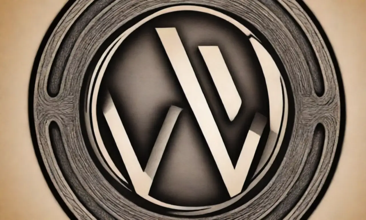 Un logo de WordPress con líneas fuertes, sombras suaves y texturas intrincadas que simbolizan seguridad y profesionalismo