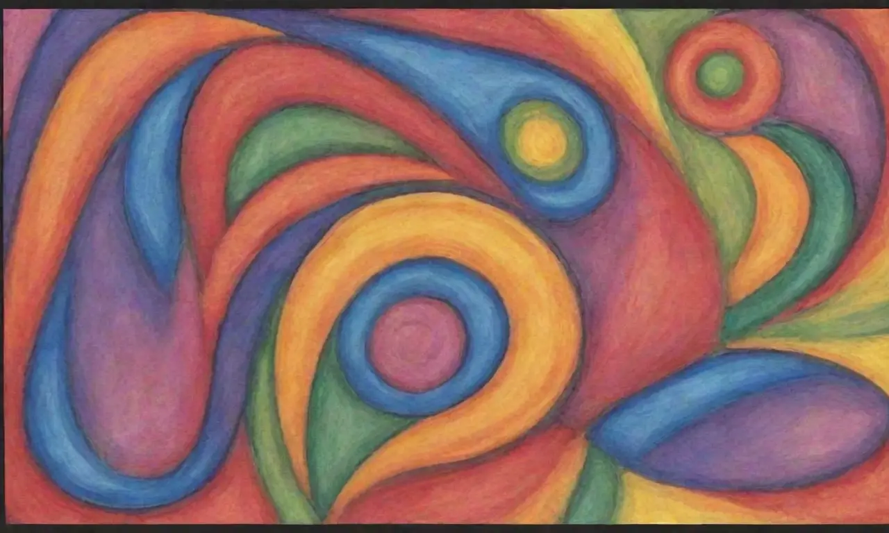 Colores vibrantes y formas armoniosas crean una composición dinámica y equilibrada