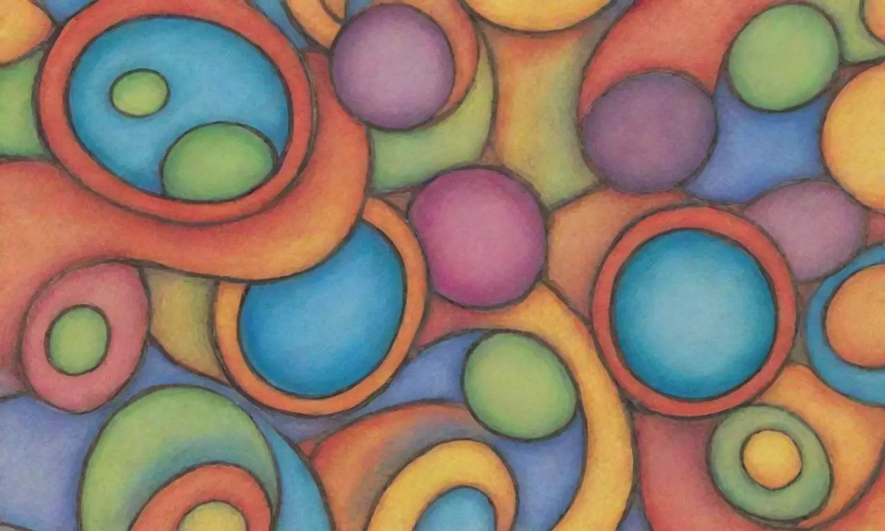 Colores vibrantes y formas variadas crean una composición dinámica y armónica