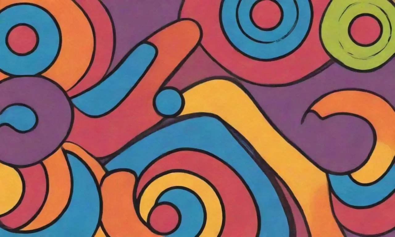 Colores vibrantes y formas dinámicas crean una composición armoniosa y compleja