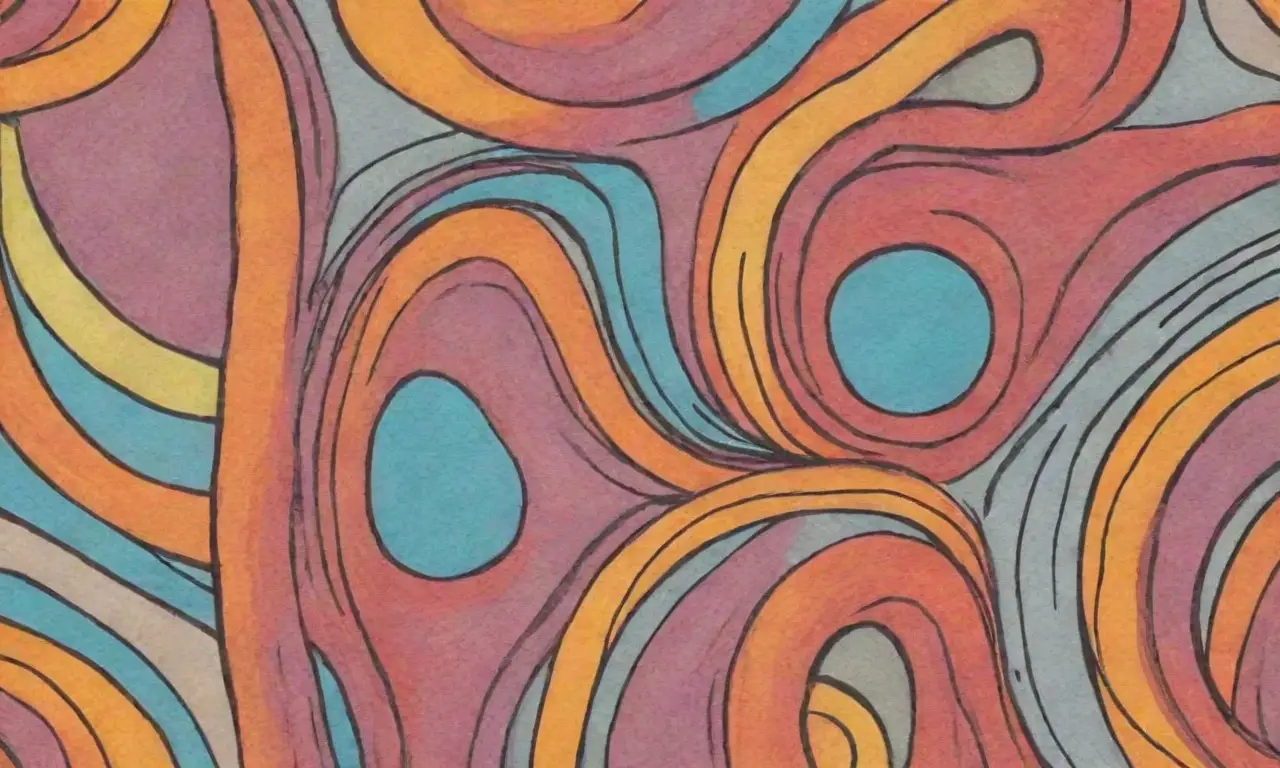 El arte combina líneas, sombras, patrones y colores para crear una composición armoniosa y rica en detalles