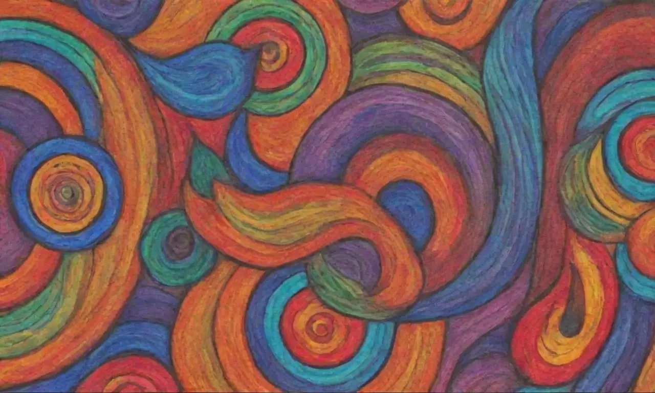 Colores vibrantes, líneas intrincadas y patrones variados crean una obra visualmente dinámica y armoniosa