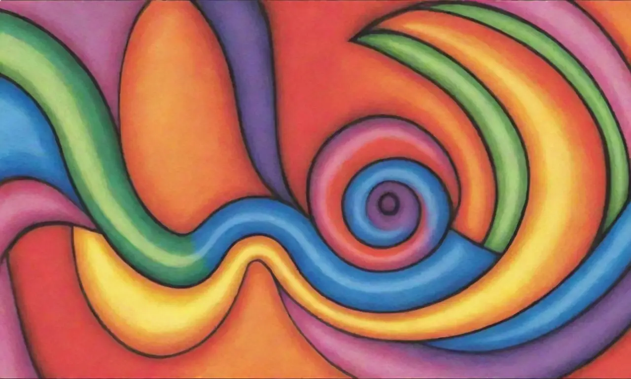 Colores vibrantes, líneas definidas y patrones intrincados crean una composición visual armoniosa y dinámica