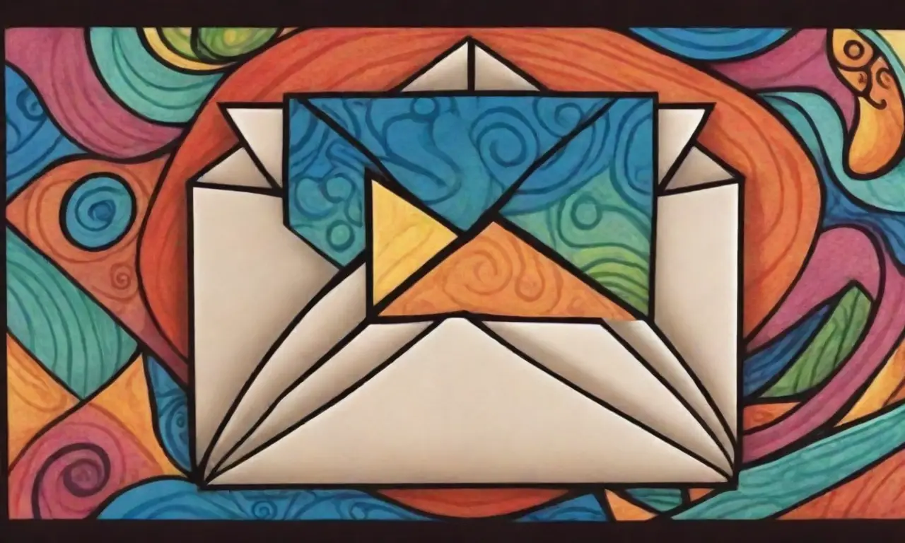 Un diseño vibrante y dinámico resalta un ícono de correo central con texturas y contrastes