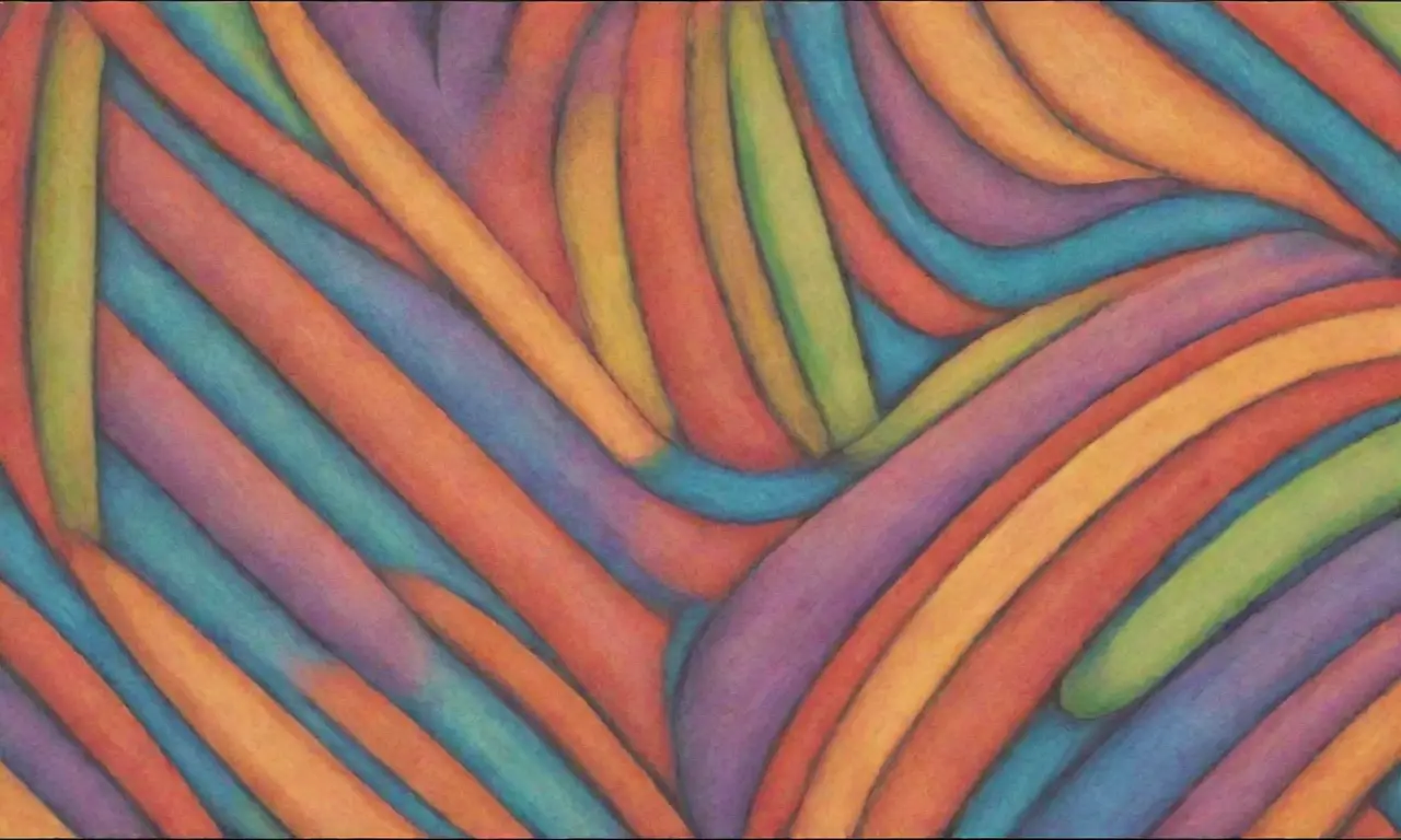 Colores vibrantes y formas definidas crean una composición dinámica y compleja