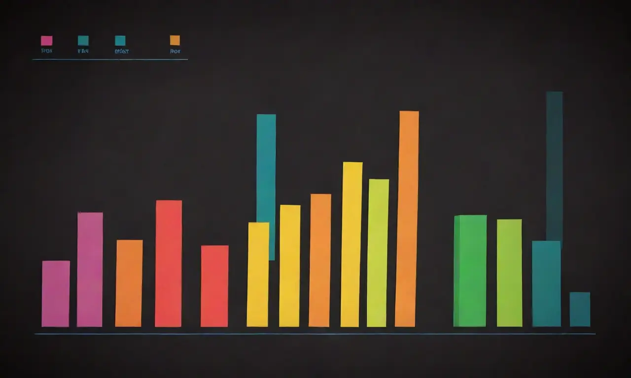 Un gráfico de barras con líneas definidas, colores contrastantes y texturas que resaltan métricas clave y mejoran la legibilidad