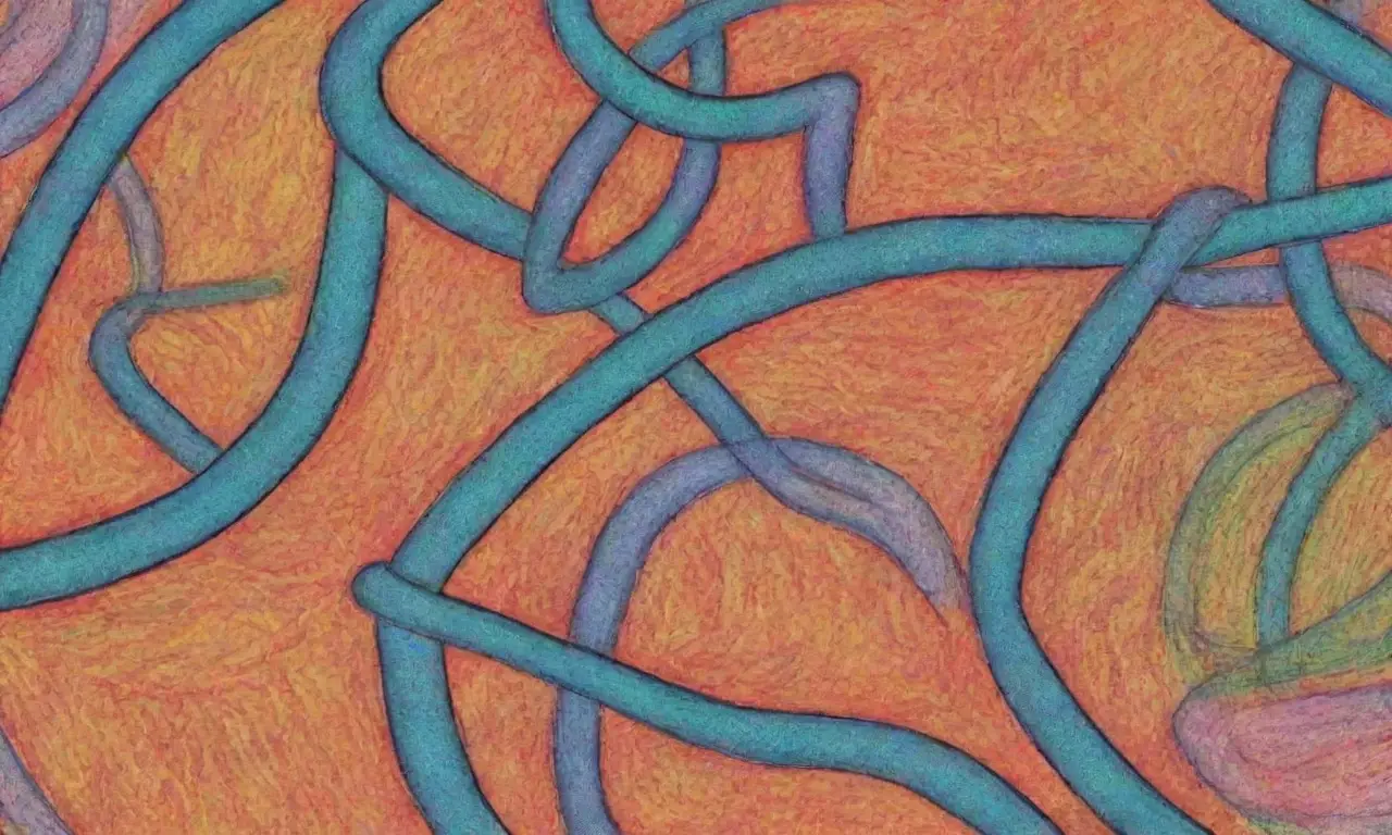 Un diseño complejo con líneas interconectadas, sombras suaves y colores vibrantes guía la atención y sugiere movimiento