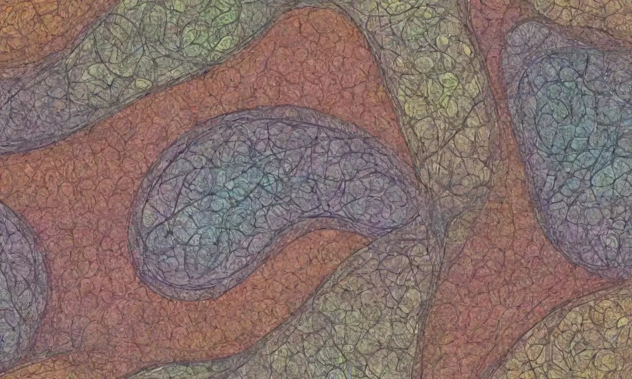 El arte combina líneas intrincadas, sombras suaves, texturas ricas y colores contrastantes para crear profundidad y movimiento