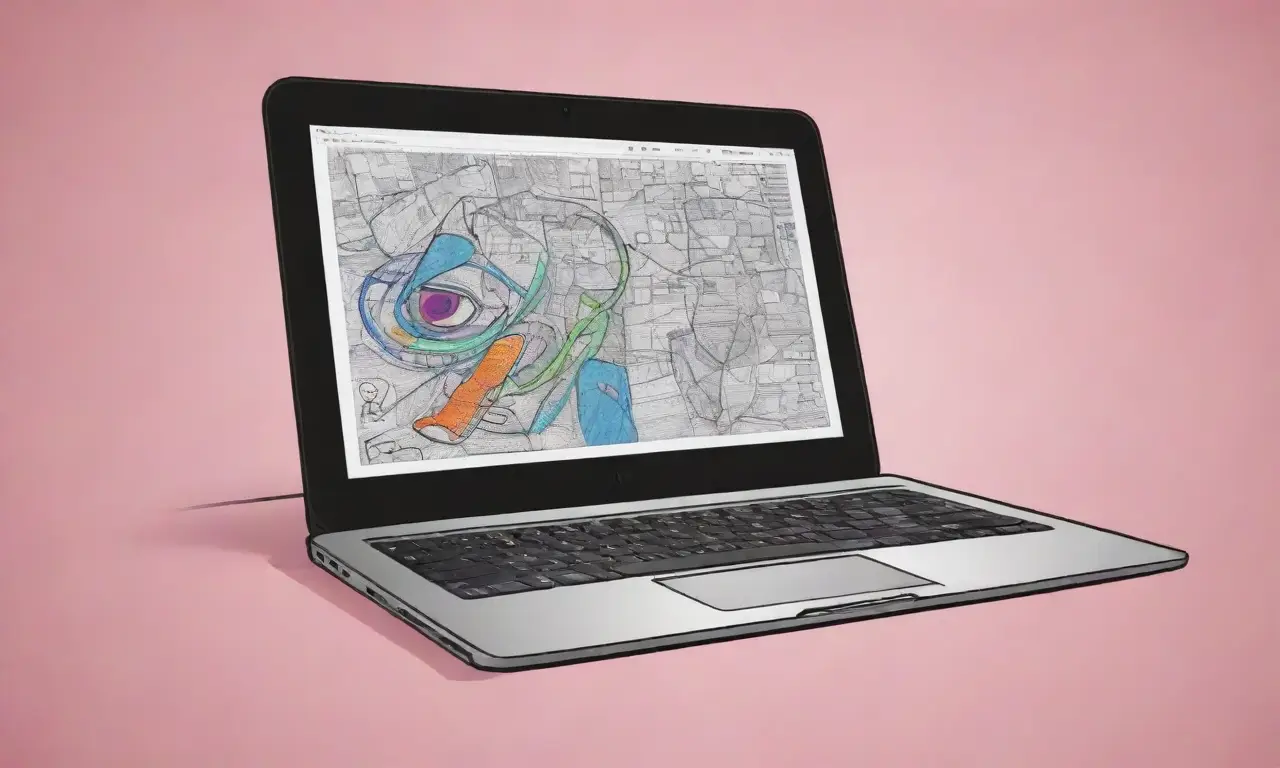 Un laptop elegante con colores vibrantes y sombras suaves invita a la exploración