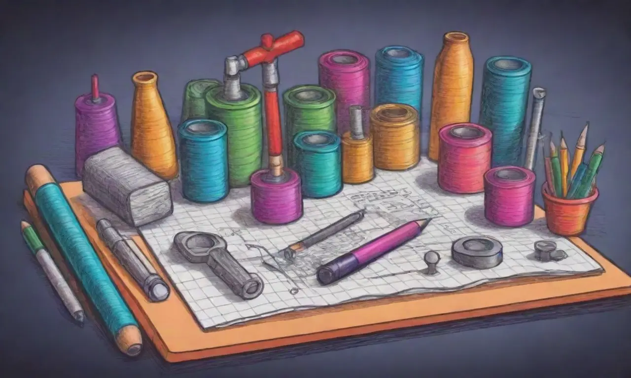 Una ilustración vibrante de herramientas SEO con líneas audaces, sombras intrincadas y una composición equilibrada