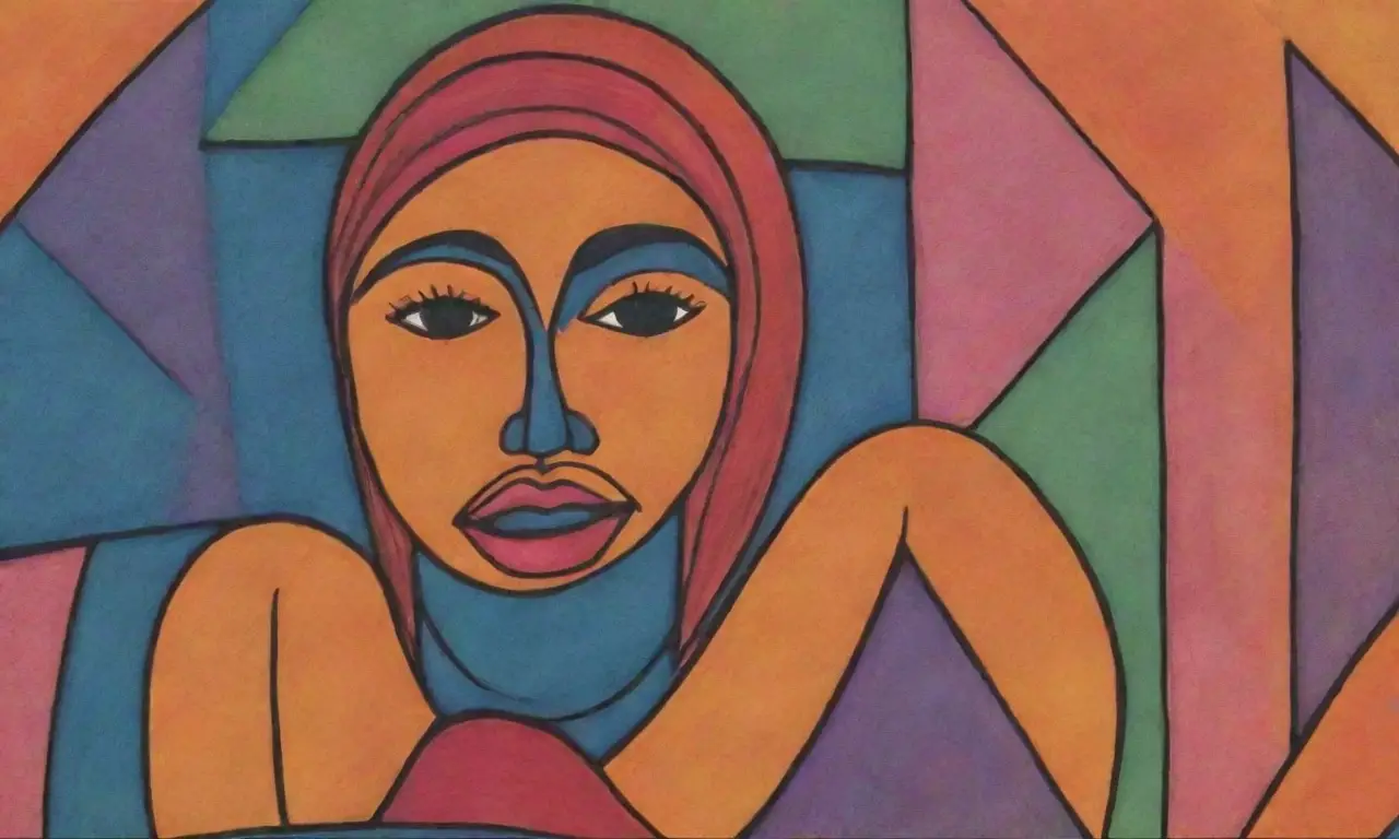 Una obra de arte vibrante y compleja que combina líneas, texturas y colores para atraer la atención