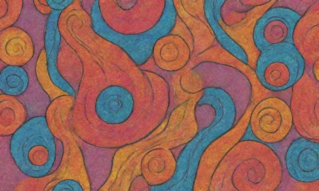 Una escena vibrante y compleja se despliega con formas, colores y texturas que evocan emociones y guían la atención