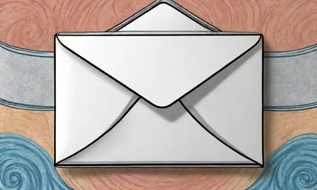 Un diseño dinámico y equilibrado resalta un ícono de correo electrónico con profundidad y complejidad visual