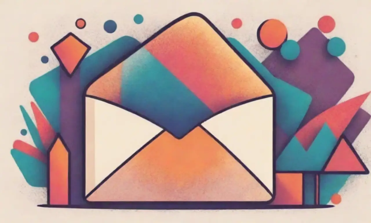Un diseño vibrante y dinámico resalta un ícono de correo central con elementos texturizados y contrastes que sugieren movimiento y conexión
