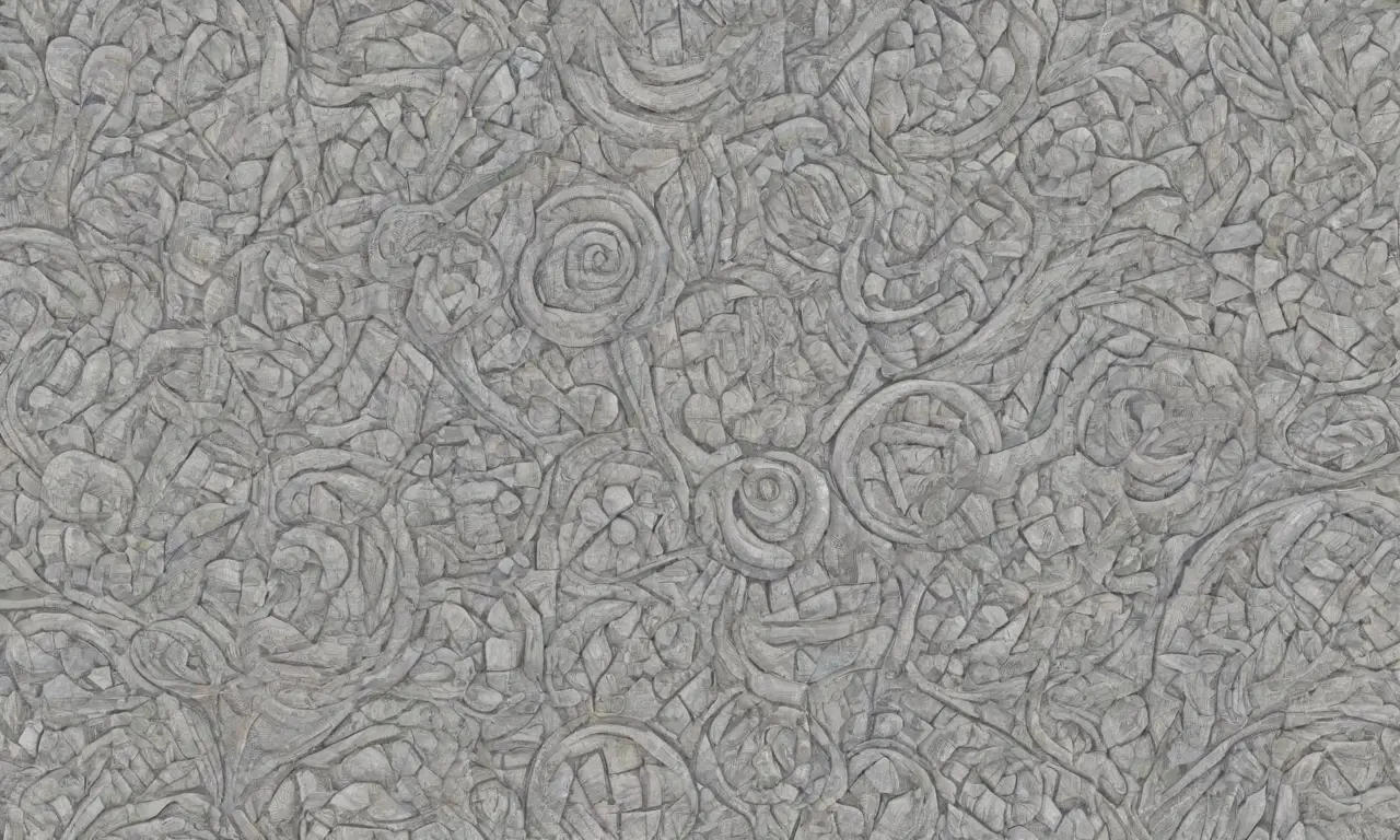 El diseño combina líneas intrincadas, sombras suaves y colores contrastantes para crear profundidad y atraer la atención