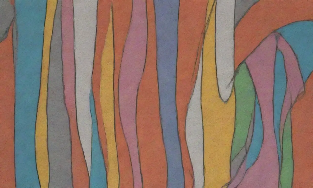 Un lienzo dividido con líneas audaces, colores contrastantes y texturas intrincadas sugiere interacción y movimiento